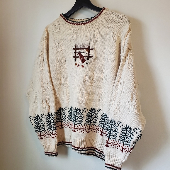 Vintage Sweaters - VTG woodland Fox sweater